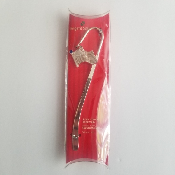 American Flag Silver Plated Bookmark - Picture 1 of 2